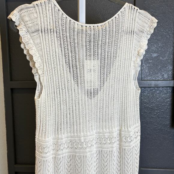 Ralph Lauren Black Label Womens Linen Ivory Lace Crochet Knit Vintage Top LG NWT - Picture 3 of 7